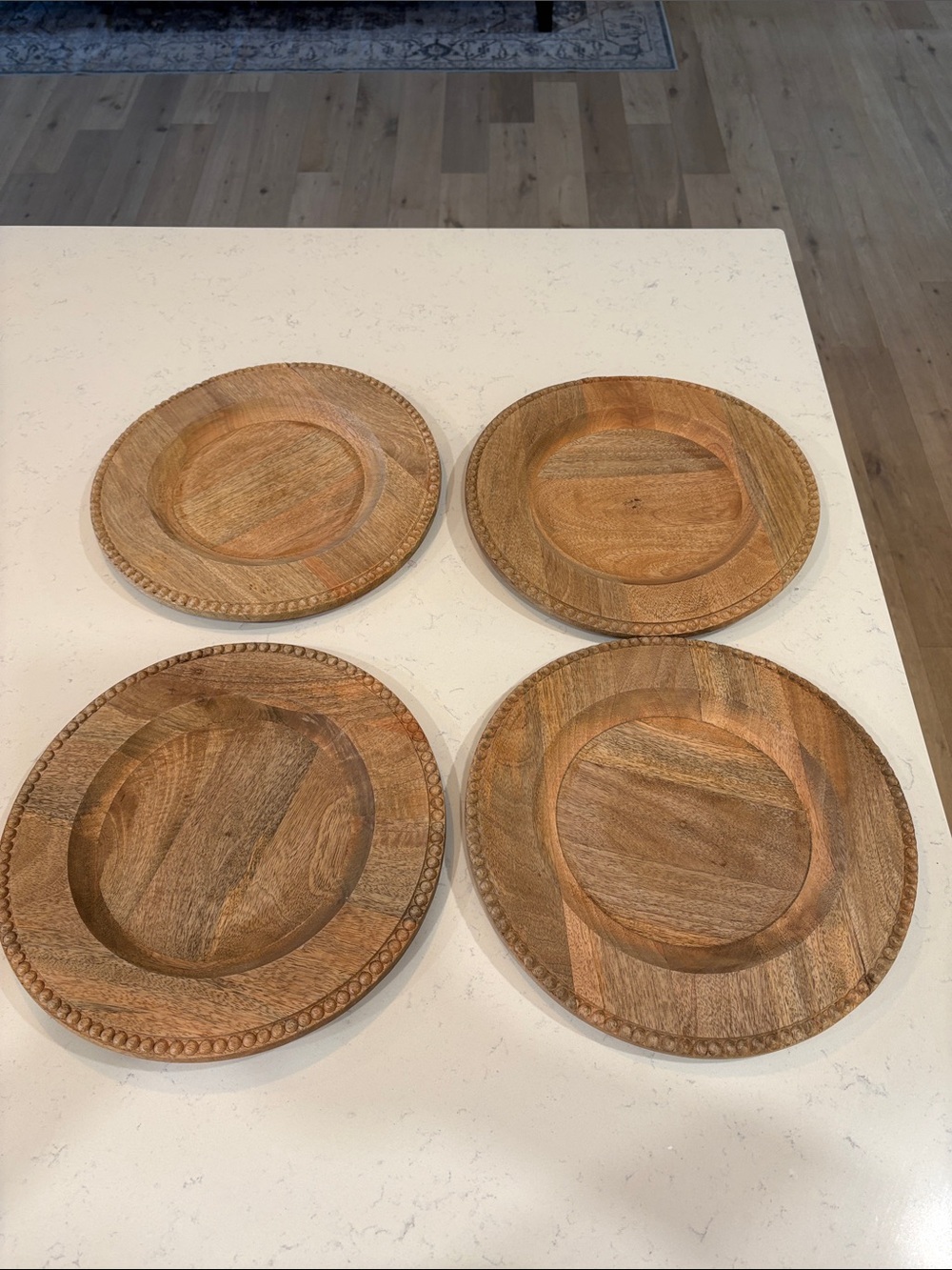 Pier 1 Mango Wood Carved Charger Plates - Warm Brown (Set of 4)